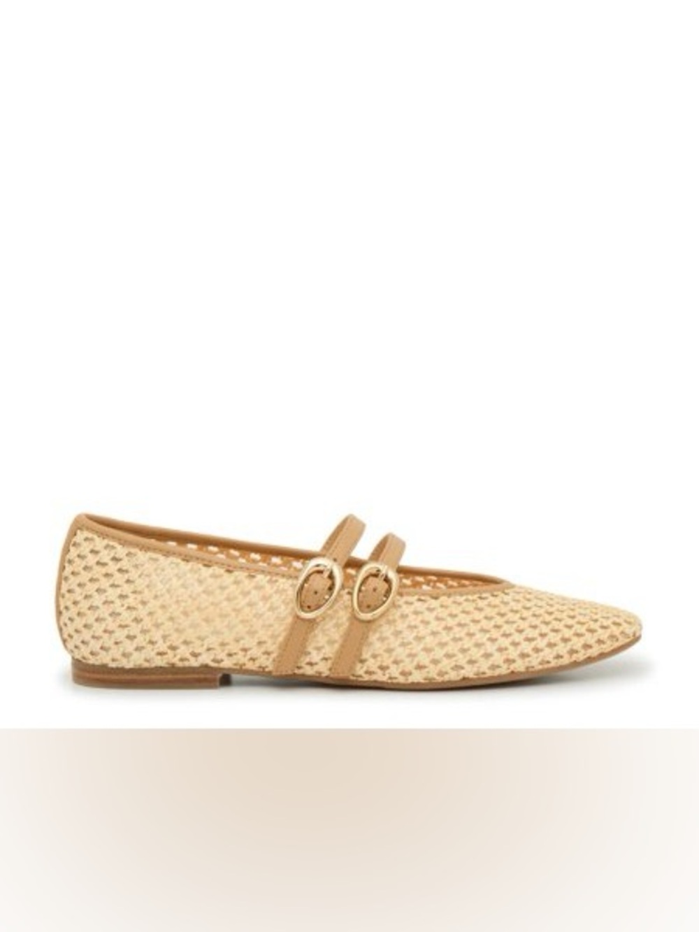 DOLCE VITA ARETHA WOVEN MARY JANE FLATS IN NATURAL RAFFIA 6.5